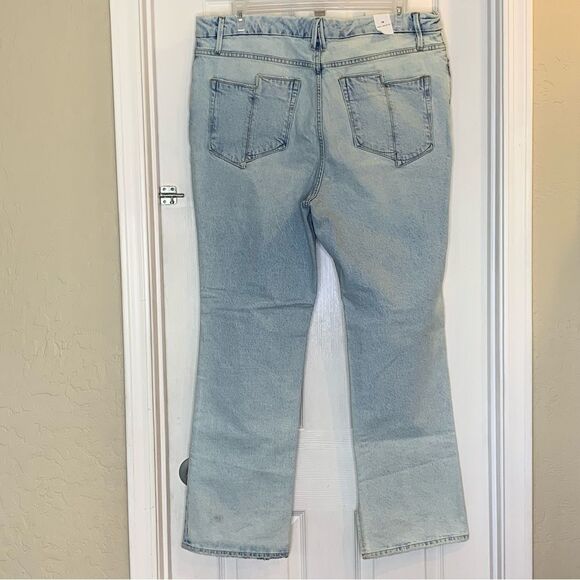 Good American Good Boy Split Hem Distressed Jeans Size 16 - Picture 10 of 10